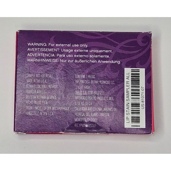 Younique Moodstruck Minerals Stiff Upper Lip Lip Stain Sampler Pack New 7 Stains - Picture 4 of 4